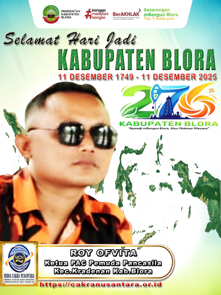 Ketua PAC Pemuda Pancasila Kradenan, Roy Ofvita: Pemuda Tangguh Siap Nyawiji Mbangun Blora di Hari Jadi ke-276