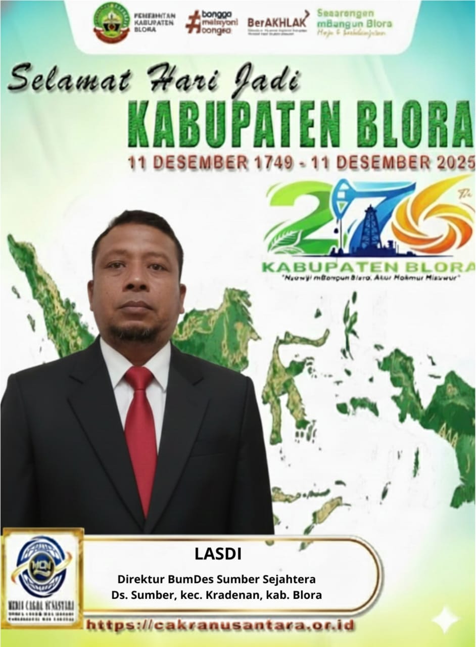 Direktur BUMDes Sumber Sejahtera Ucapkan Selamat Hari Jadi Blora ke-276