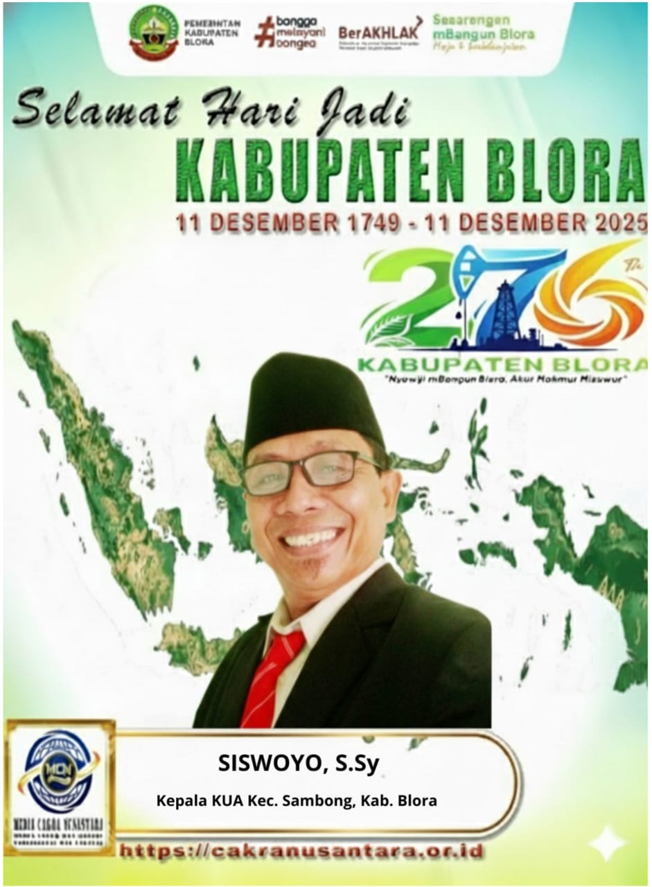 Kepala KUA Sambong Ucapkan Selamat Hari Jadi Blora ke-276, Teladani Semangat Pengabdian Tanpa Batas