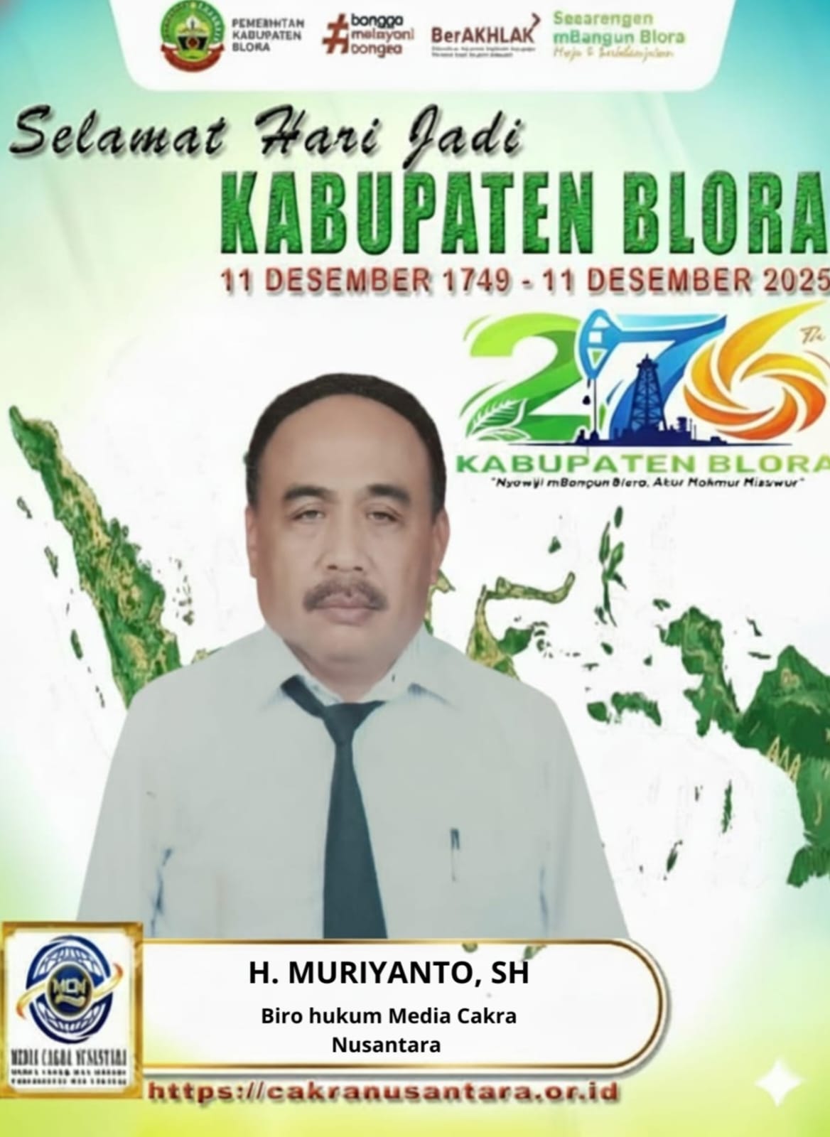 H. Muriyanto, SH Ucapkan Hari Jadi Blora ke-276, Tetap Eksis Menangani Perkara hingga Lintas Provinsi