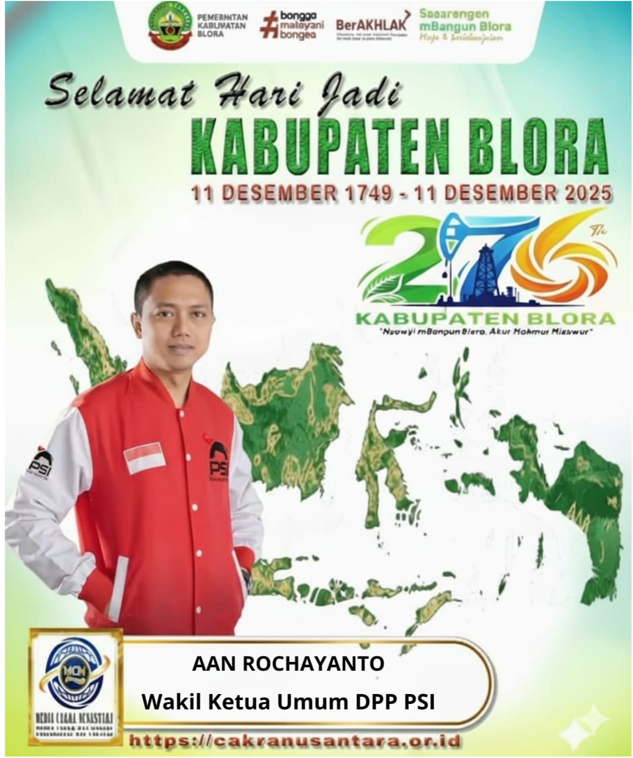 AAN Rochayanto Wakil Ketua Umum PSI Ucapkan Selamat Hari Jadi Blora ke-276, Dorong Semangat Pemuda dan Perjuangan Rakyat