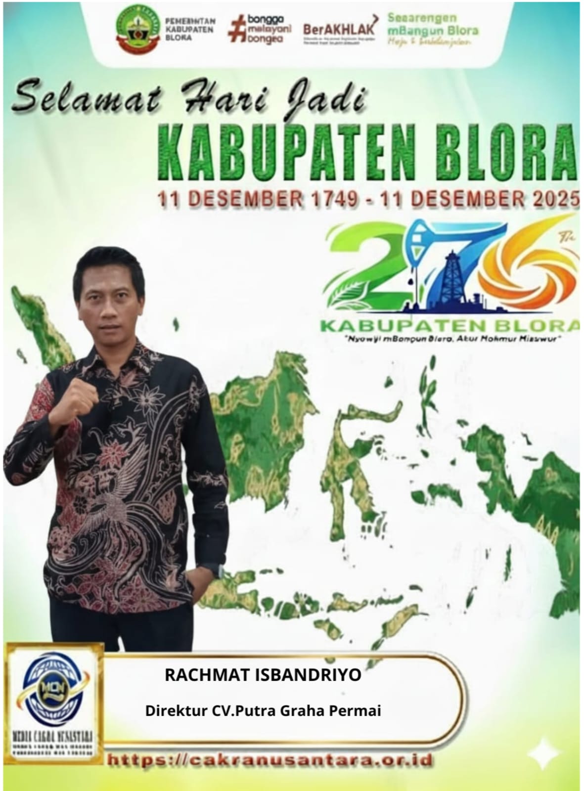 Rachmat Isbandriyo, Direktur CV Putra Graha Permai, Ucapkan Selamat HUT ke-276 Kabupaten Blora